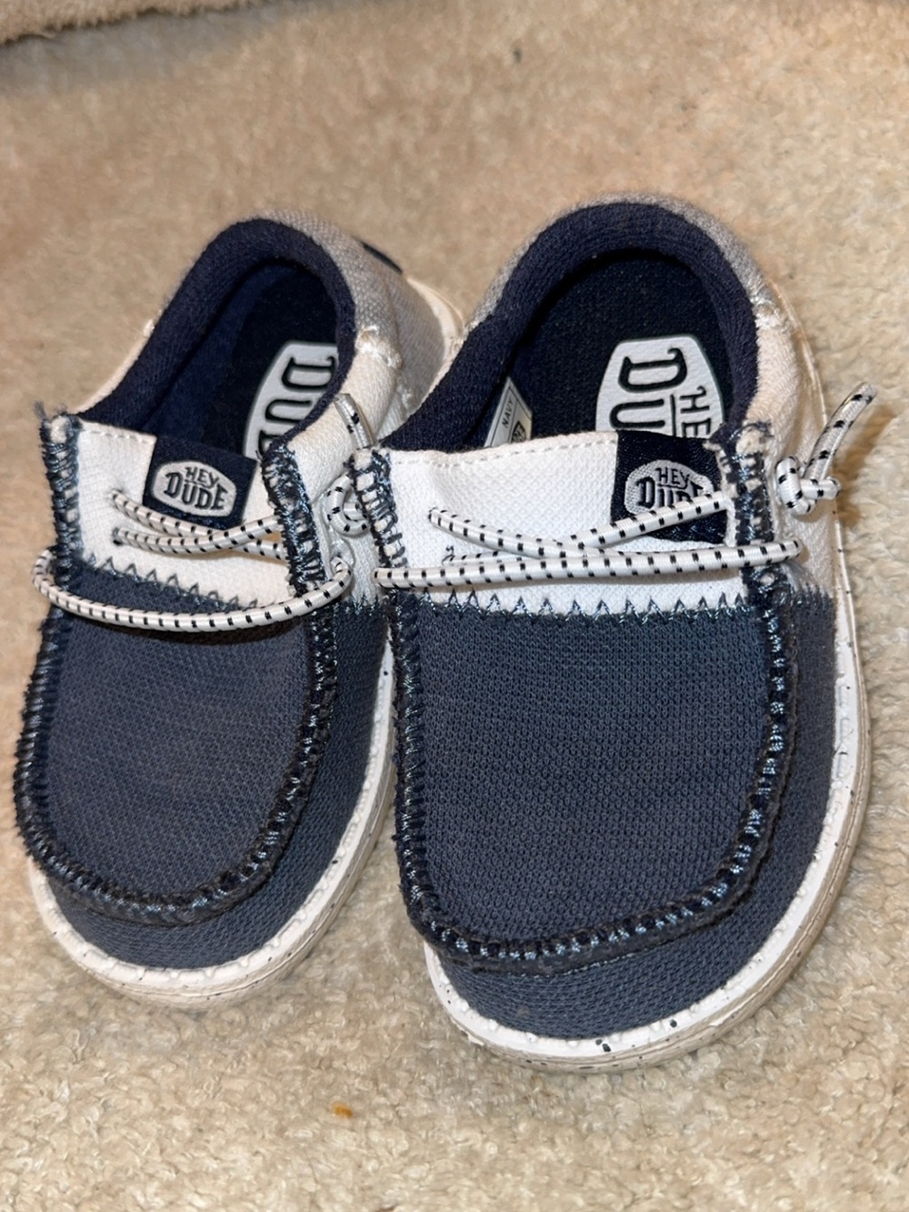 Hey Dude Kids Navy and White Slip-On Canvas Boat Shoes